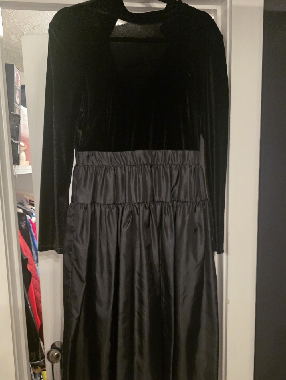 Black Velvet Top with Satin Tiered Skirk